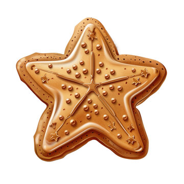 Gingerbread star isolated on transparent background