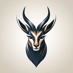 Antelope springbok. Logo. Isolated antelope head. Wild animal
