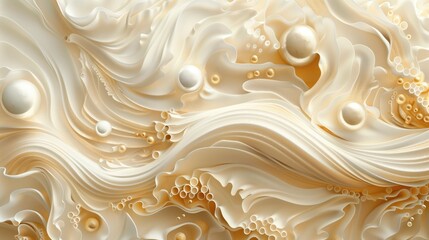 Abstract Serenity. Swirling Cream Textures with Golden and Pearl Highlights