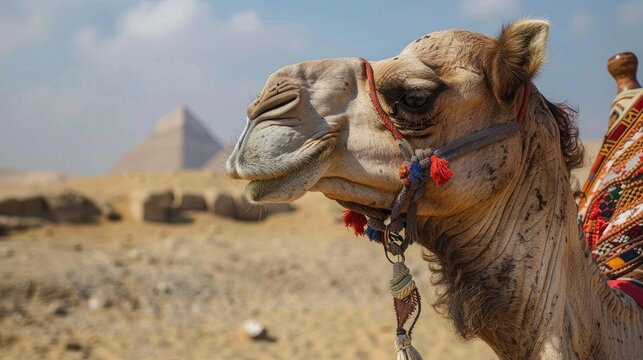 Our image captures the majesty of the Pyramids of Giza, surrounded by serene oases and offering camel therapy for an authentic journey through history.