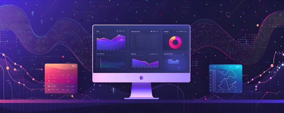 Business Analytics Dashboard with Graphs and Charts on a Computer Screen, Illustrating the use of data analytics and visualization in a business