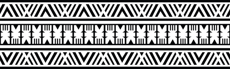 Polynesian tattoo tribal band design. Fijian tattoo tribal border.