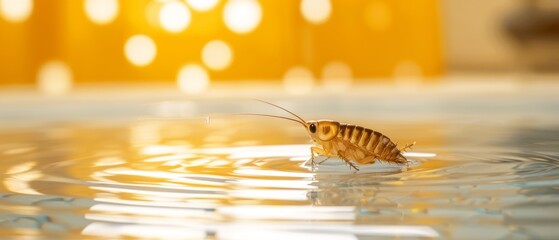  Water surface with bug Curtain background, close-up image