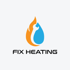 cooling and heating plumbing system logo design vector