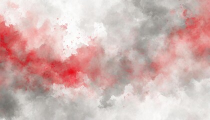 Artistic gray, blood-red and white watercolor background with abstract cloudy sky concept. Grunge abstract paint splash artwork illustration. Beautiful abstract fog cloudscape wallpaper.