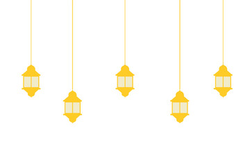 hanging lantern gold eid ramadan decoration islamic background vector