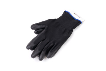 Pair of Black Protective Gloves Isolated on White