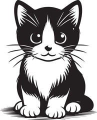 kitten black and white design, Kitten vector.