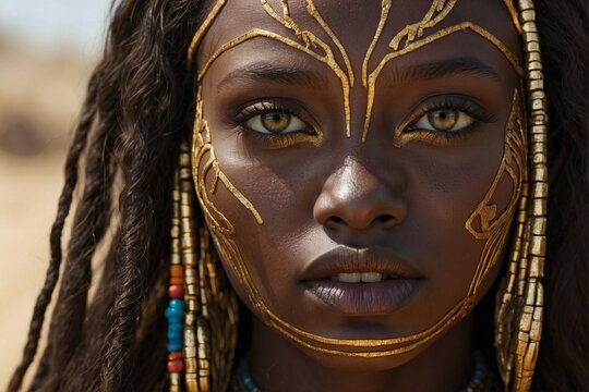 Close-up of an Ethiopian woman with long hair