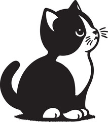 kitten black and white design,  Kitten illustration design