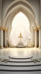 Fototapeta premium generated illustration of Podium background with Islamic style, suitable for product promotion for Ramadan events or Islamic celebrations.