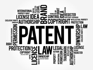 Fototapeta premium Patent is an exclusive right granted for an invention, word cloud concept background