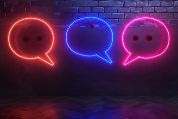 Speech bubbles with neon light on background.