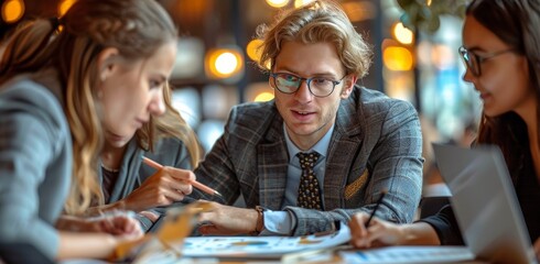 Business meeting with a group of people working together in a corporate environment