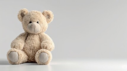 Adorable teddy bear on a plain white background