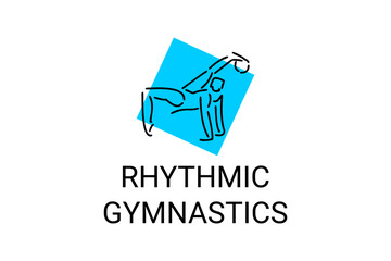 Rhythmic gymnastic sport vector line icon. practice gymnastic. sport pictogram, vector illustration.