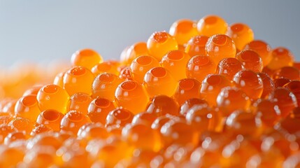 closeup of a pile of rubyred caviar, a luxurious and soughtafter ingredient in many cuisines, sitting on a table, ready to be enjoyed as a gourmet dish