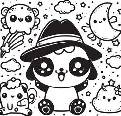 Free vector hand drawn kawaii coloring book illustration