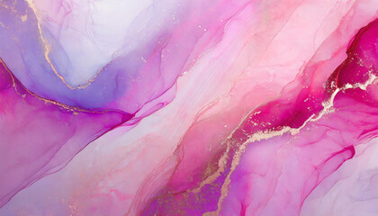 Abstract pink rose coral violet liquid marble texture background. Translucent alcohol ink colors and acrylic paints. For background, invitation, wallpaper. Modern fluid art.