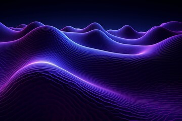 Navy Blue and purple waves background, in the style of technological art - obrazy, fototapety, plakaty
