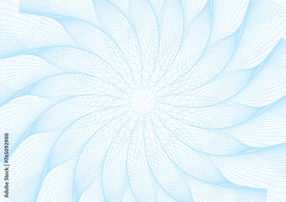 Aufkleber Abstract blue circle lines pattern (guilloche curves) background useful for certificate, diploma, blank, formal paper, official document, artificial intelligence or neural networks concepts. Vector 