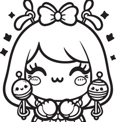 Free vector hand drawn kawaii coloring book illustration
