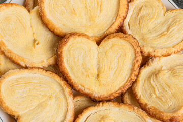 close up of delicious cookies heart-shape - obrazy, fototapety, plakaty