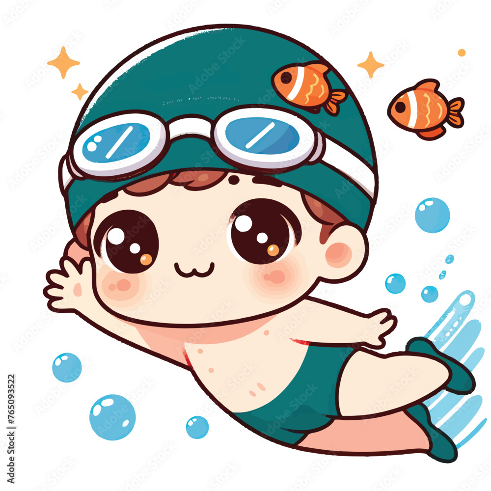 Poster cute swimmer  