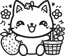 Free vector hand drawn kawaii coloring book illustration