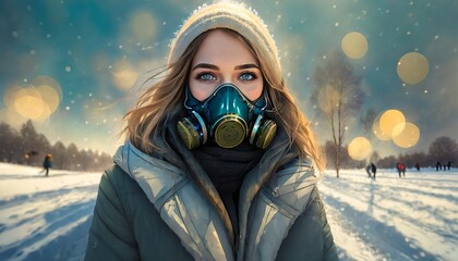 woman in gas mask - 765093781
