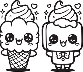 Free vector hand drawn kawaii coloring book illustration