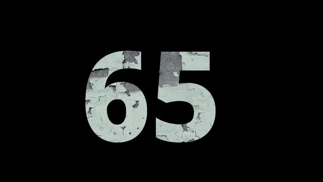 Number 65 from fire and ashes with alpha channel, sixty five, numberology