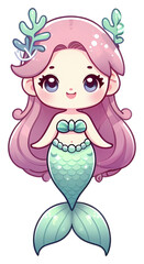 Fototapeta premium Magical Mermaid Sticker. Adorable Mermaid Illustration
