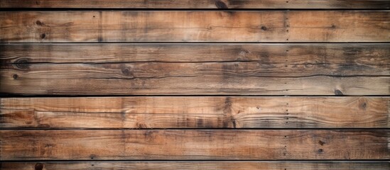 Close-up view of a wooden plank wall with a rich dark brown stain, giving a warm and rustic appearance to the room - obrazy, fototapety, plakaty