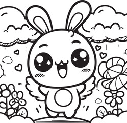 Free vector hand drawn kawaii coloring book illustration