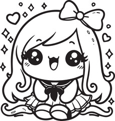 Free vector hand drawn kawaii coloring book illustration