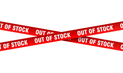 Out of stock conceptual image with red tape - 765096535