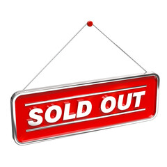 Sold out sign hanging isolated on white - 765096570