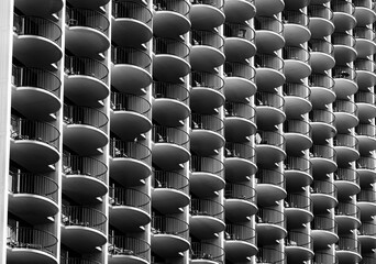 Mediterranean Style Resort Balconies in Monochrome.