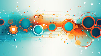 Abstract colorful circles and lines merging and Intertwining on a vibrant background, perfect for backgrounds or conceptual designs