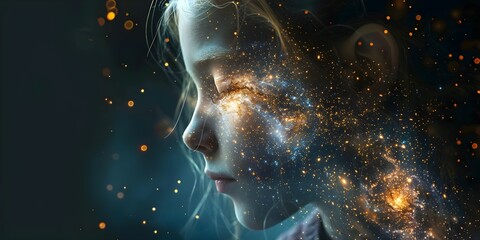 The Universe Within: Auditory Hallucinations and Emotional Swings in Schizophrenia. Concept Schizophrenia, Auditory Hallucinations, Emotional Swings, Mental Health, Neuroscience - obrazy, fototapety, plakaty
