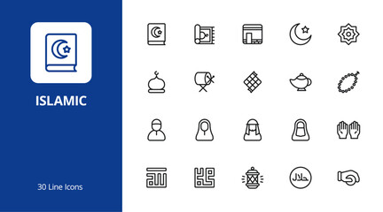 Islamic Icon Set with Line Style
