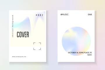 Abstract Presentation. Chrome Effect. Blue Hologram Label. Plastic Vector. Colorful Retro Template. Holographic Fluid. Pearlescent Mesh. Pink Abstract Presentation