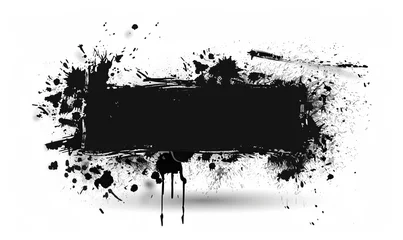 Fotobehang Grunge black banner. Template for your modern designs. Brushed grungy painted lines. © Artlana