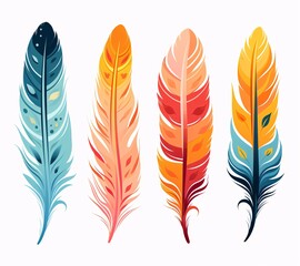 a group of colorful feathers