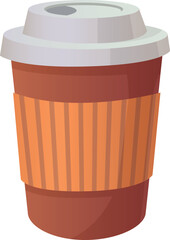 Takeaway coffee cup. Hot drink takeout cartoon icon