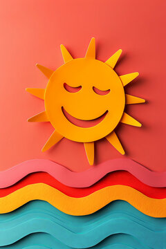 Summer design motif background with sun with smile