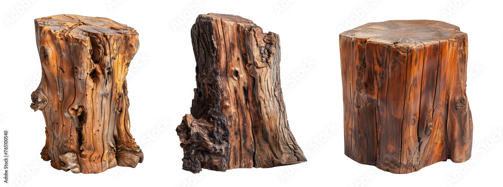 Wall mural Tree stumps, isolated on transparent or white background