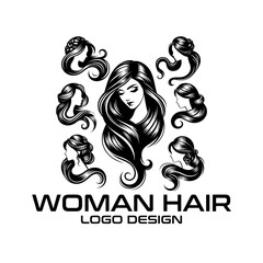 Woman Hair Vector Logo Design