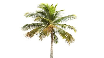 Fototapeta na wymiar Image of a single coconut palm tree against a white backdrop.
